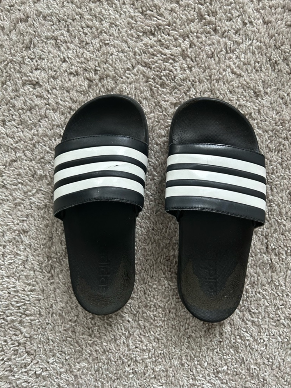adidas Kids Adilette Black & White Slide Sandals